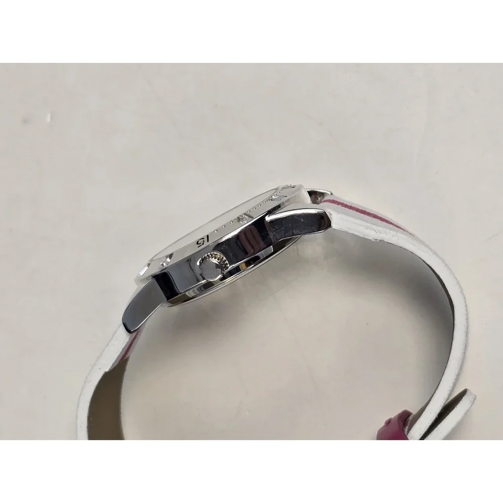 Womens Jolie‎ Red/White Band Silver Toned Wrist Watch Jol10169 NWT